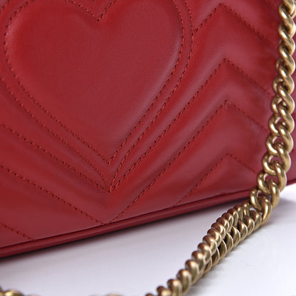 Gucci Calfskin Matelasse Small GG Marmont Shoulder Bag Hibiscus Red 10 of 13