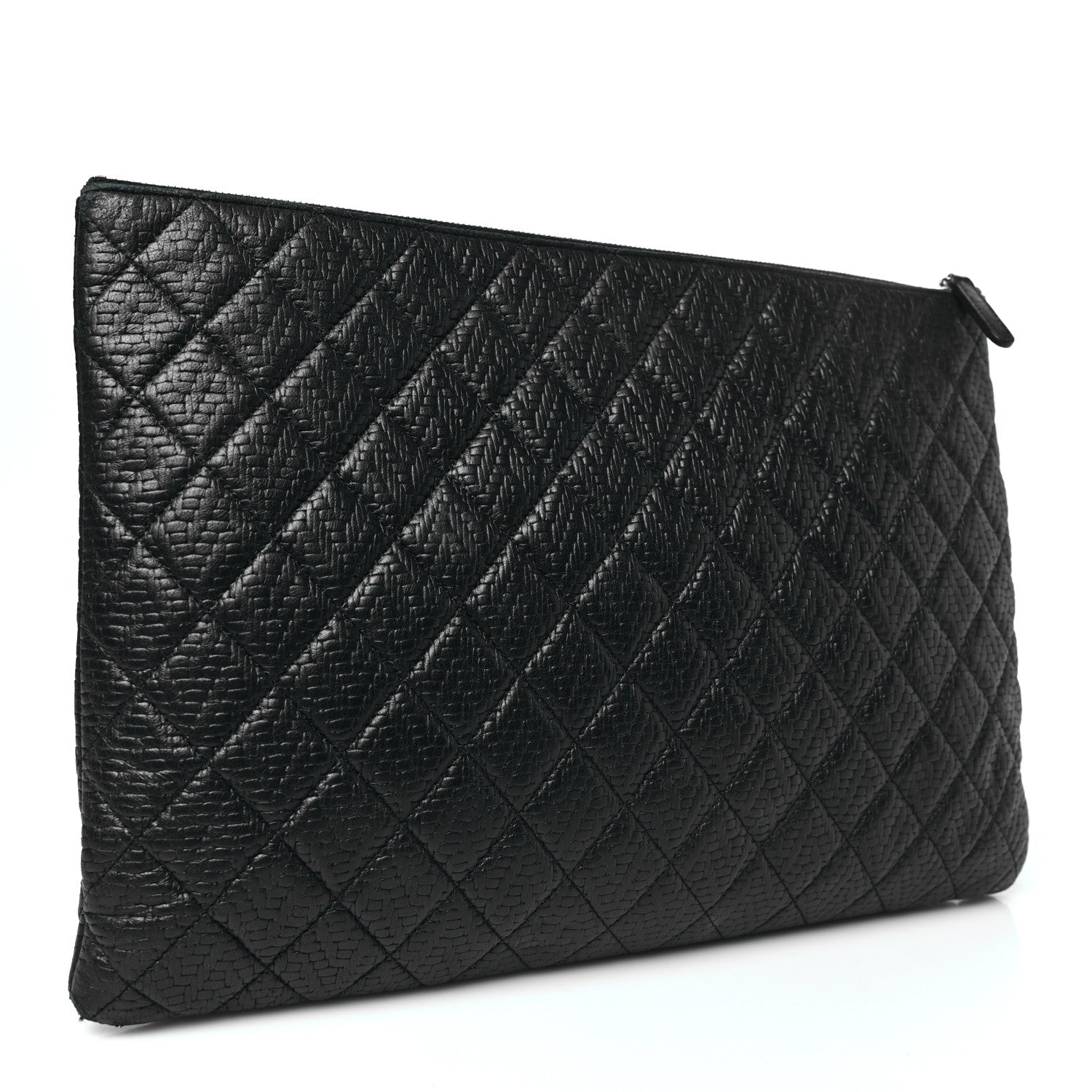 Chanel Woven Lambskin Quilted Large Cosmetic Case Black 3 of 10