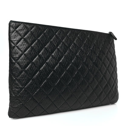 Chanel Woven Lambskin Quilted Large Cosmetic Case Black 3 of 10
