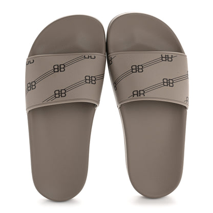 Balenciaga Rubber Allover Logo Pool Slide Sandals 36 Dark Mink 2 of 8