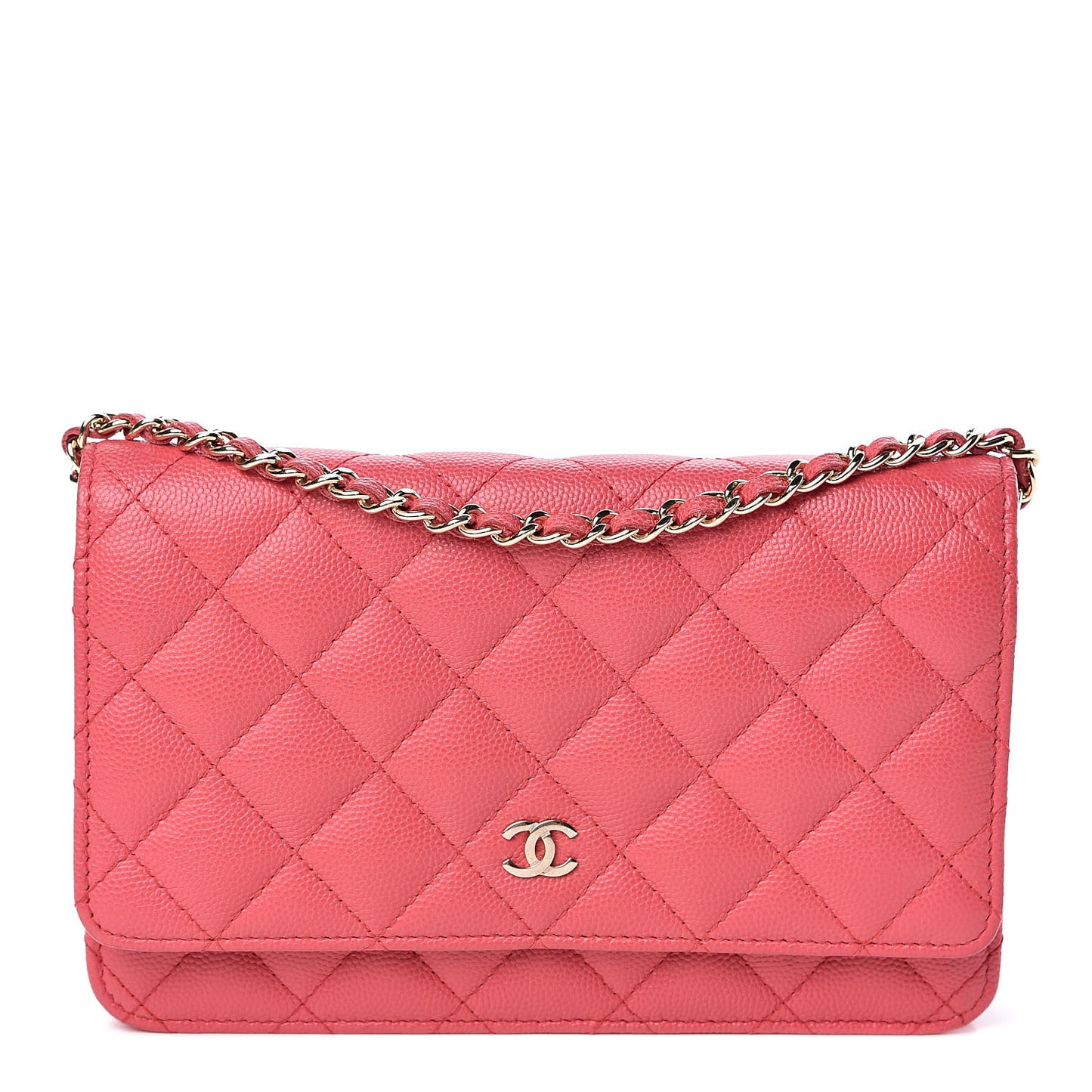 Caviar Quilted Wallet on Chain WOC Coral