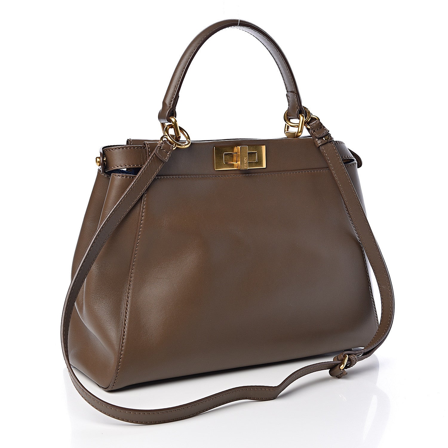 Fendi Vitello Morgan Shiny Nappa Medium Peekaboo Iconic Satchel Foresta Blue 3 of 21