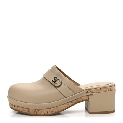 Chanel Calfskin CC Turn Lock Clogs 40 Beige 1 of 10