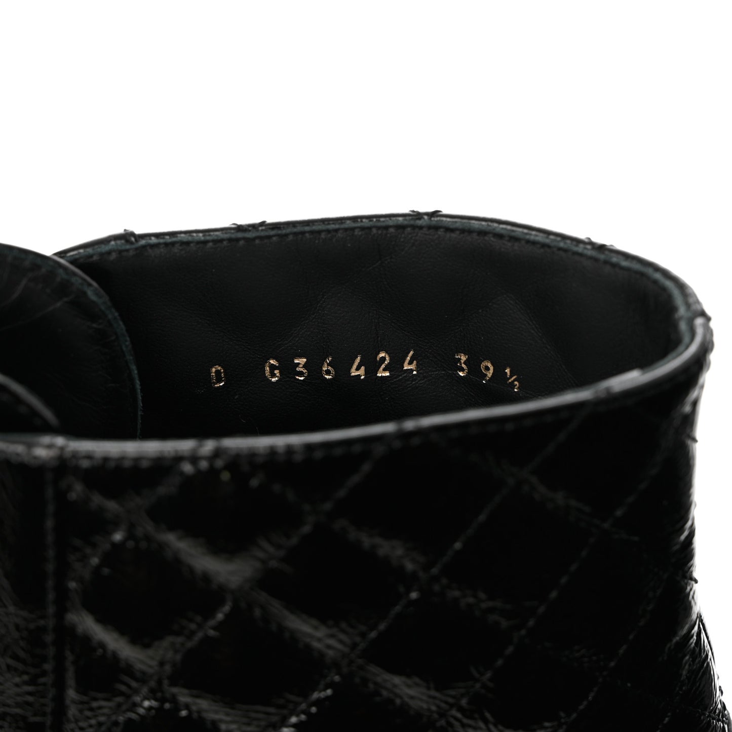 Shiny Goatskin Calfskin Quilted Lace Up Combat Boots 39.5 Black