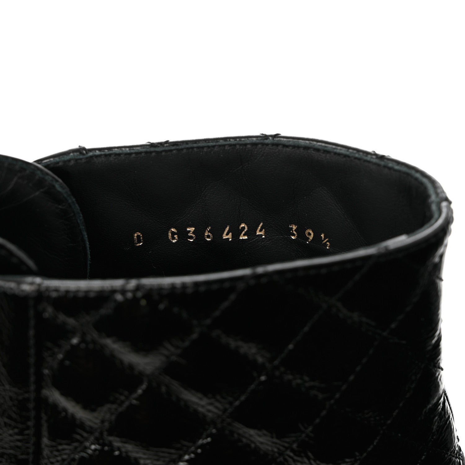 Chanel Shiny Goatskin Calfskin Quilted Lace Up Combat Boots 39.5 Black 6 of 9