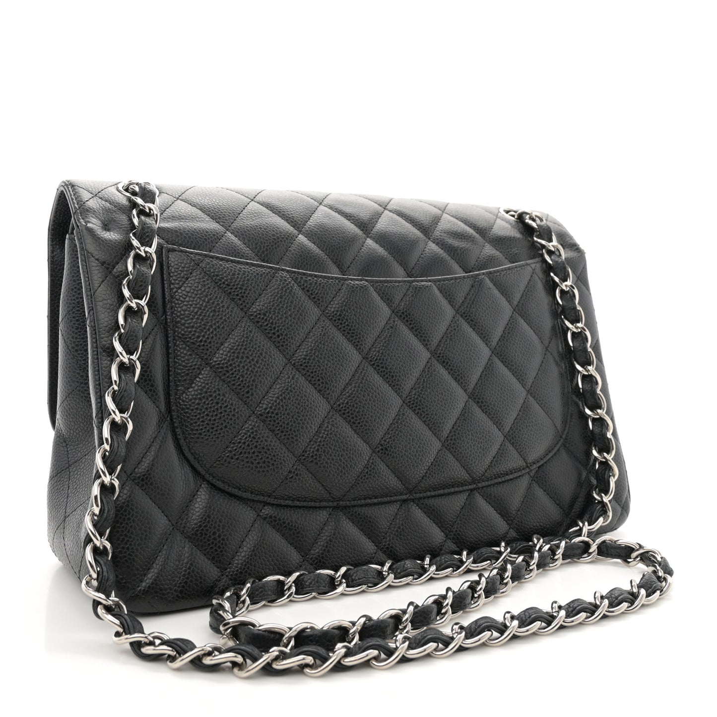 Caviar Quilted Jumbo Double Flap Black