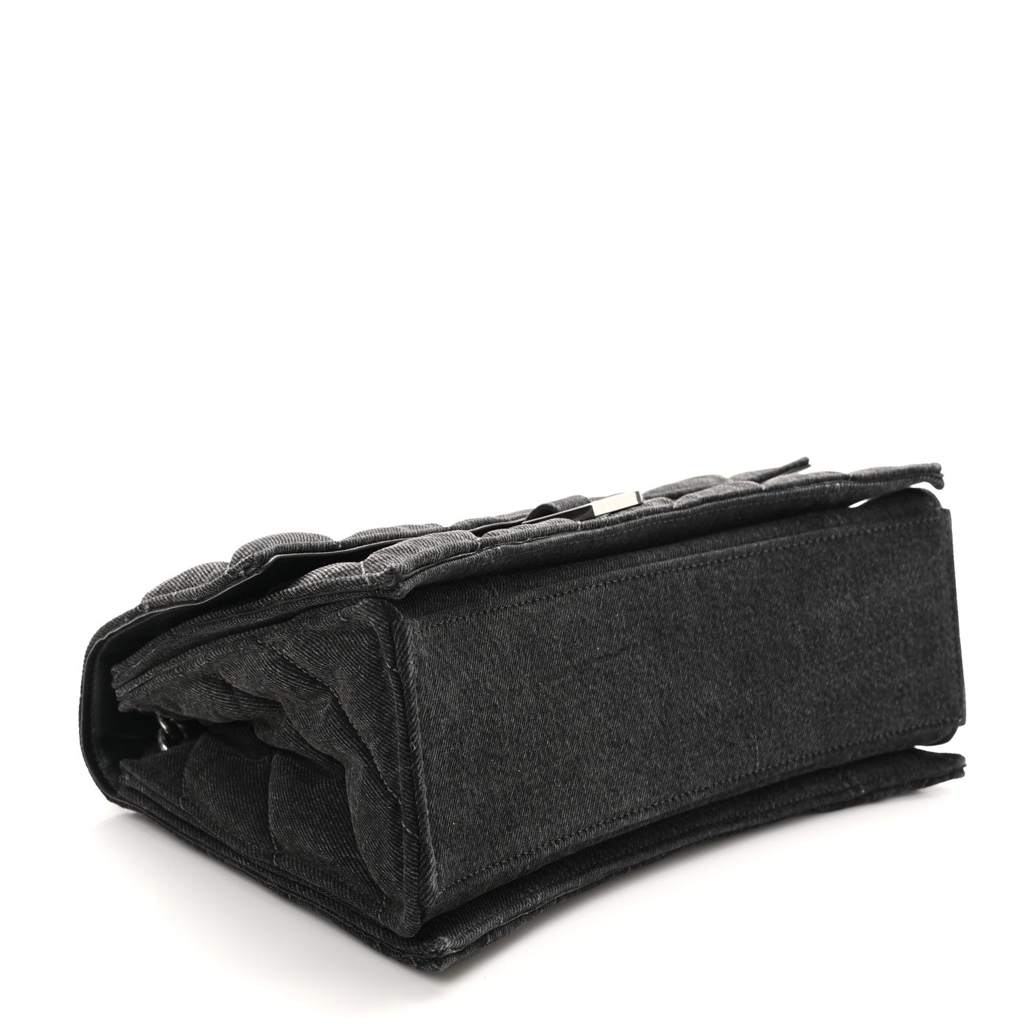 Balenciaga Washed Denim Quilted Medium Crush Chain Bag Black 4 of 9