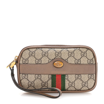 Gucci GG Supreme Monogram Ophidia Phone Case Wristlet Brown 1 of 9