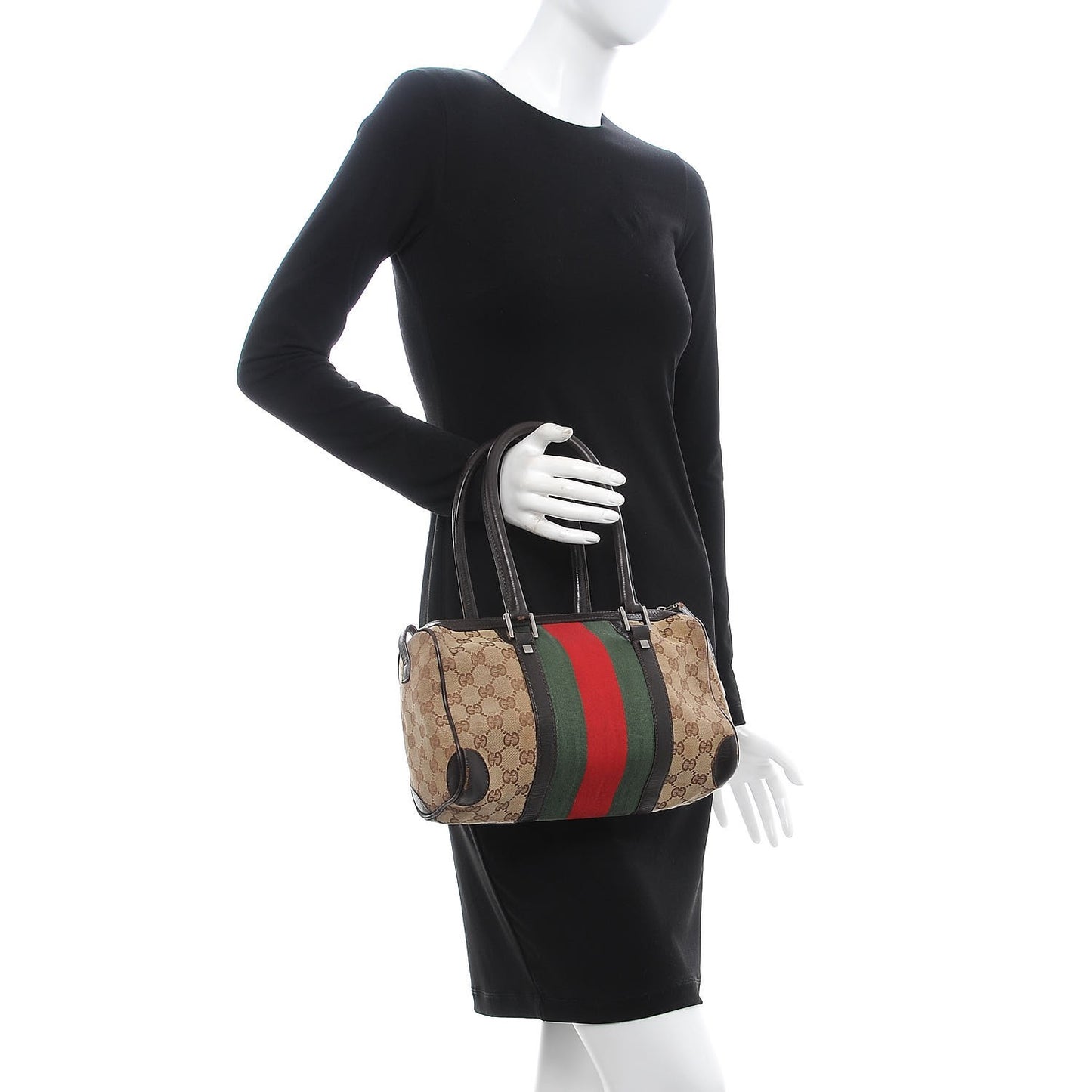 Monogram Vintage Web Mini Boston Dark Brown