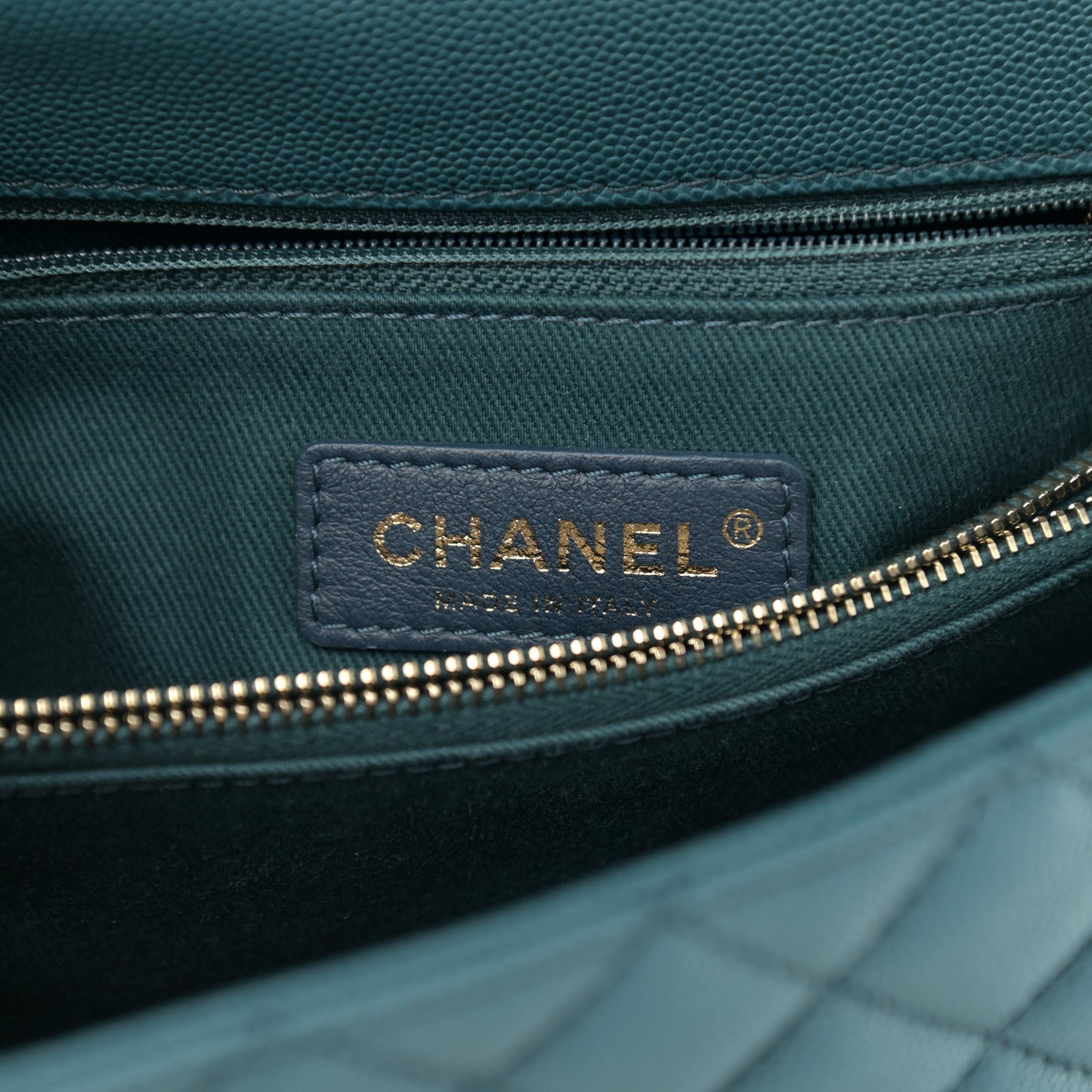 Caviar Quilted Small Coco Handle Flap Dark Turqouise