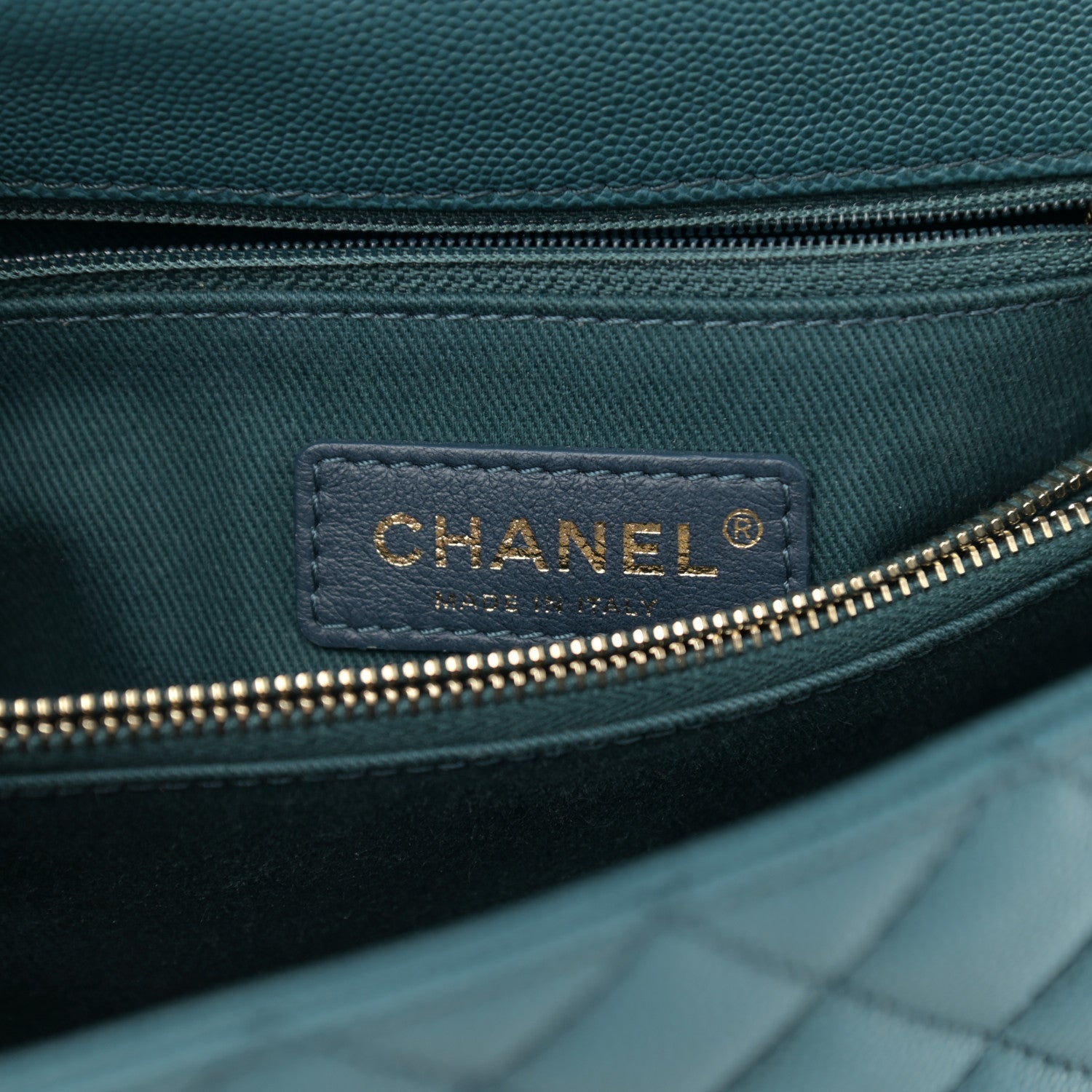 Chanel Caviar Quilted Small Coco Handle Flap Dark Turqouise 6 of 11
