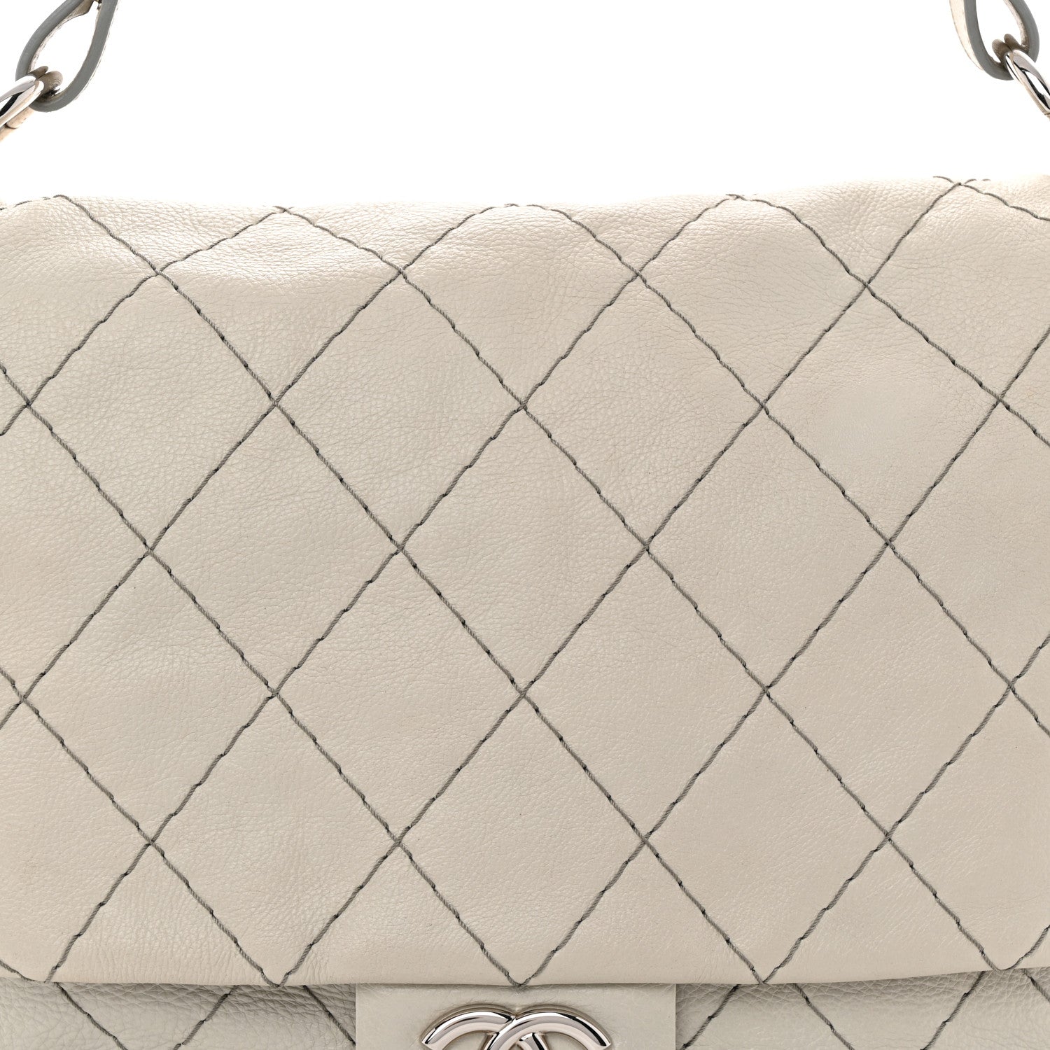 Chanel Glazed Calfskin XL On The Road Flap Light Grey 8 of 12