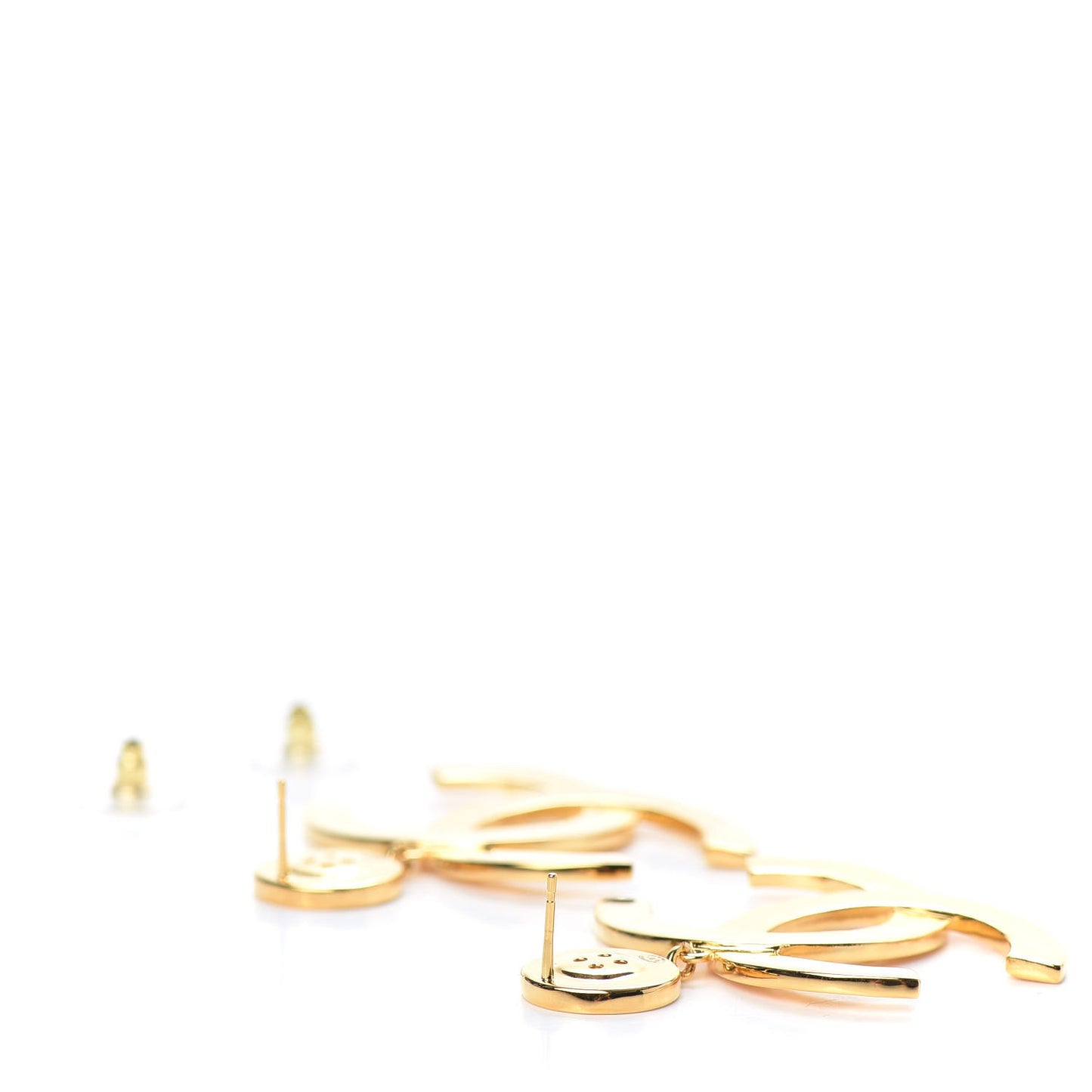 Metal Large Paris Button Earrings Gold