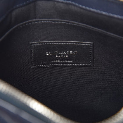 Saint Laurent Calfskin Matelasse Chevron Monogram A5 Wristlet Medium Blue 6 of 8