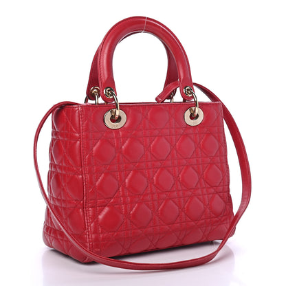 Christian Dior Lambskin Cannage Medium Lady Dior Red 2 of 5