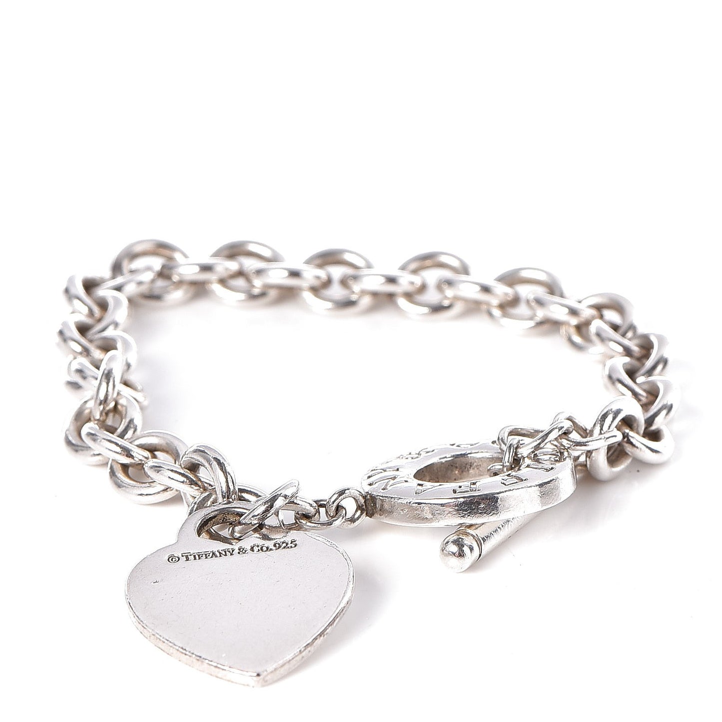 Sterling Silver Heart Tag Toggle Bracelet