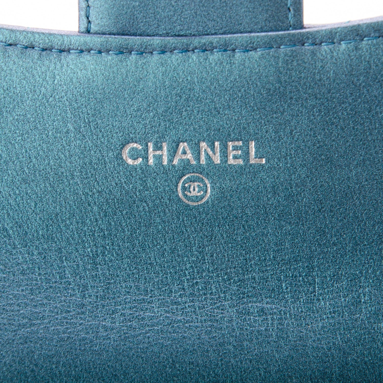 Chanel Metallic Lambskin Quilted Flap Card Holder Turquoise 5 of 8