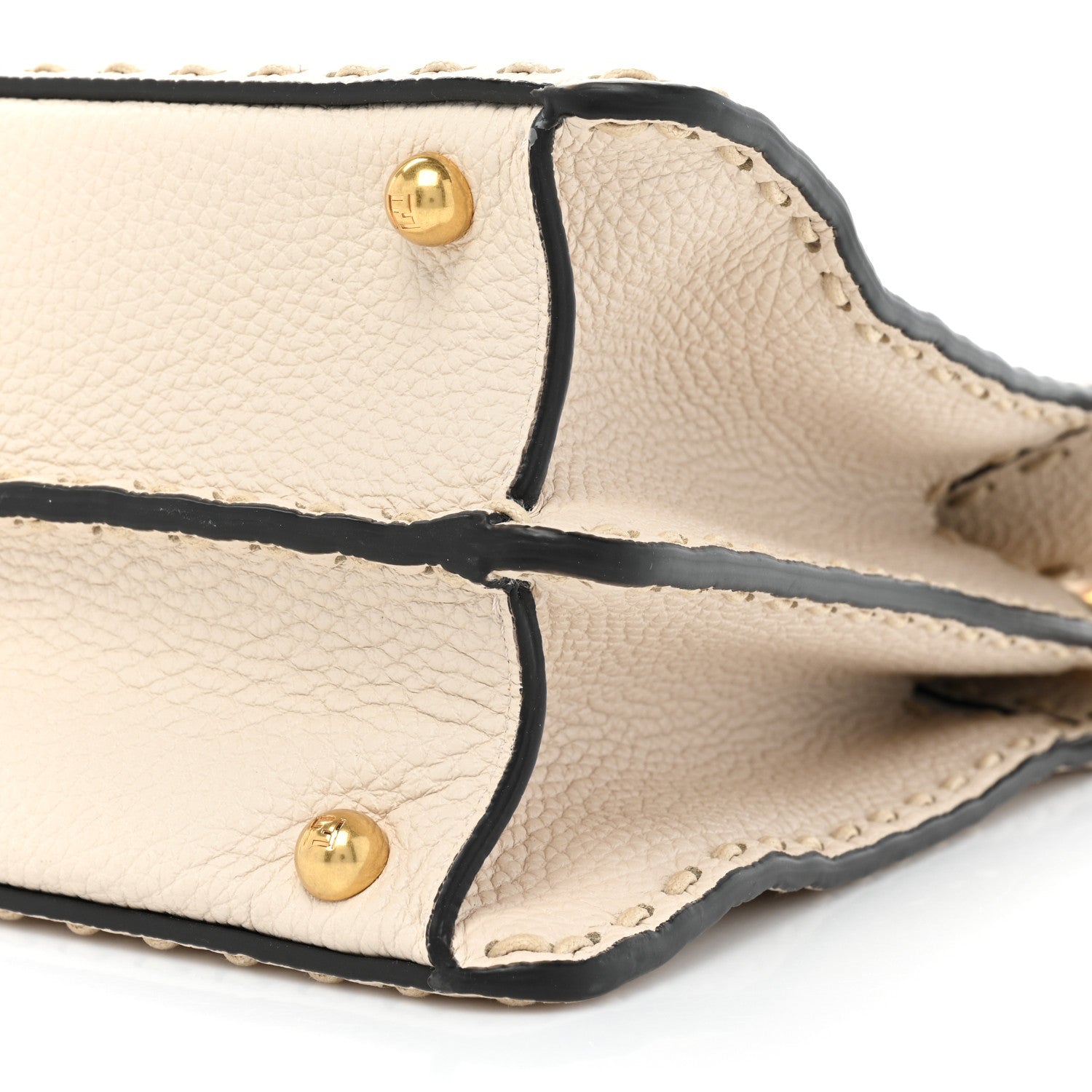 Fendi Vitello Granato Camoscio Selleria Macro Stitchings Medium Peekaboo I SEE U Satchel White 8 of 13