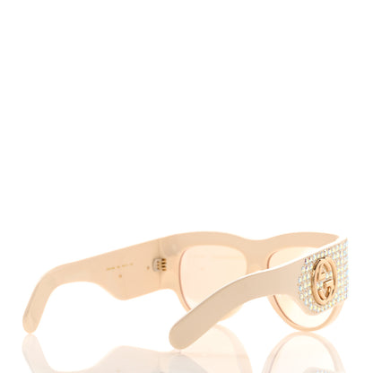 Gucci Acetate Crystal Oversize Hollywood Forever Sunglasses GG0144S Ivory 4 of 9