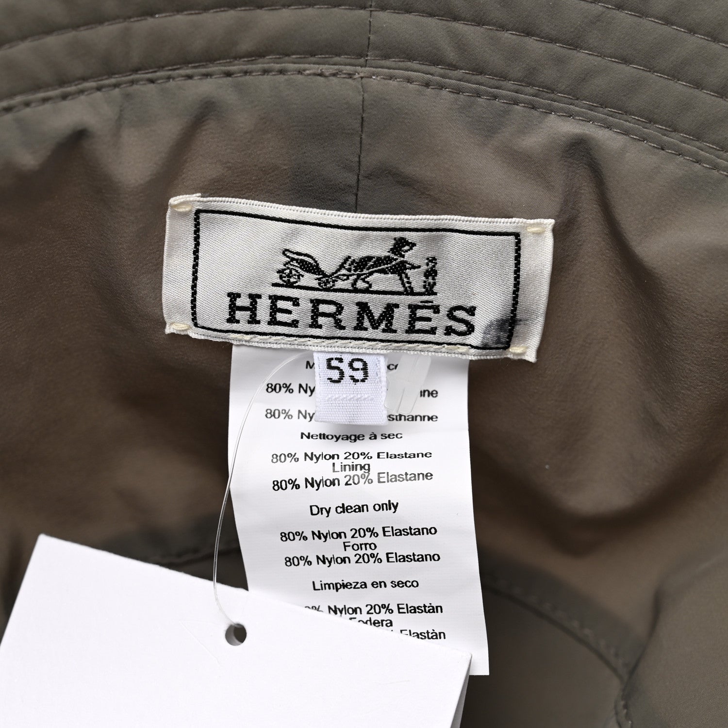 Hermes Technical Canvas Mens Ethan Bucket Hat 59 Vapeur Soufre Gravier 6 of 7