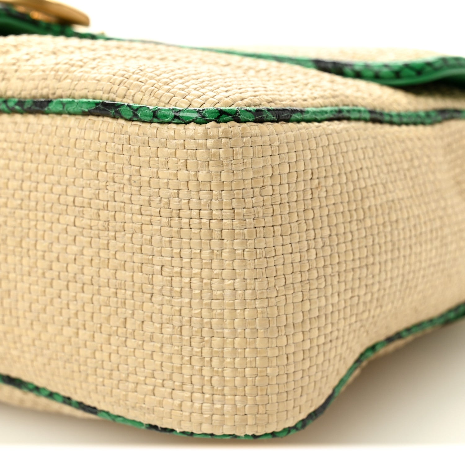 Gucci Raffia Elaphe Matelasse Small GG Marmont Shoulder Bag Natural New Shamarock 10 of 10