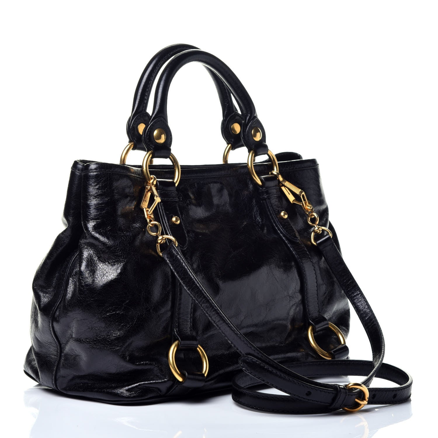 Miu Miu Vitello Shine Tote Black 3 of 10