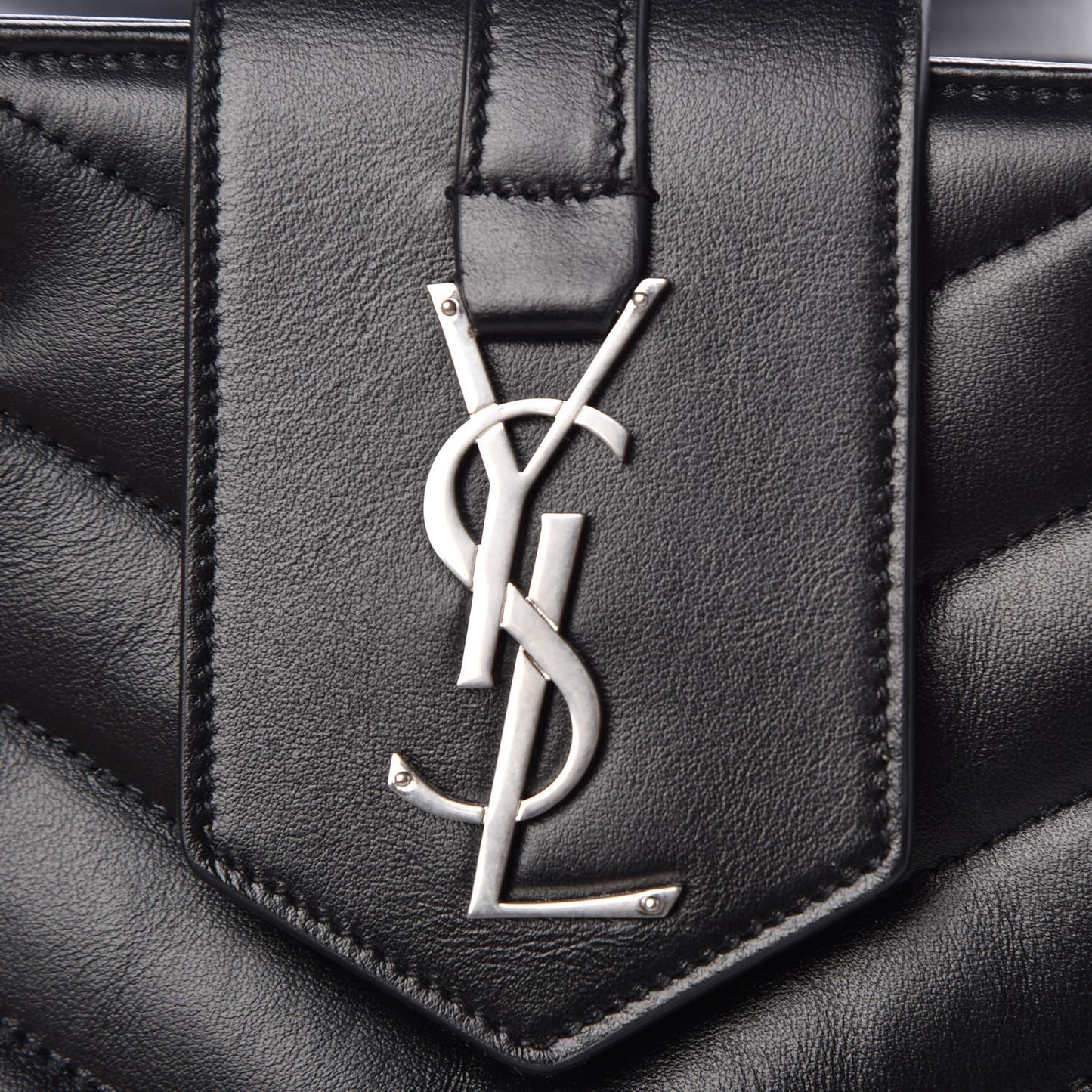 Calfskin Y Quilted Monogram Small Loulou Shopper Black
