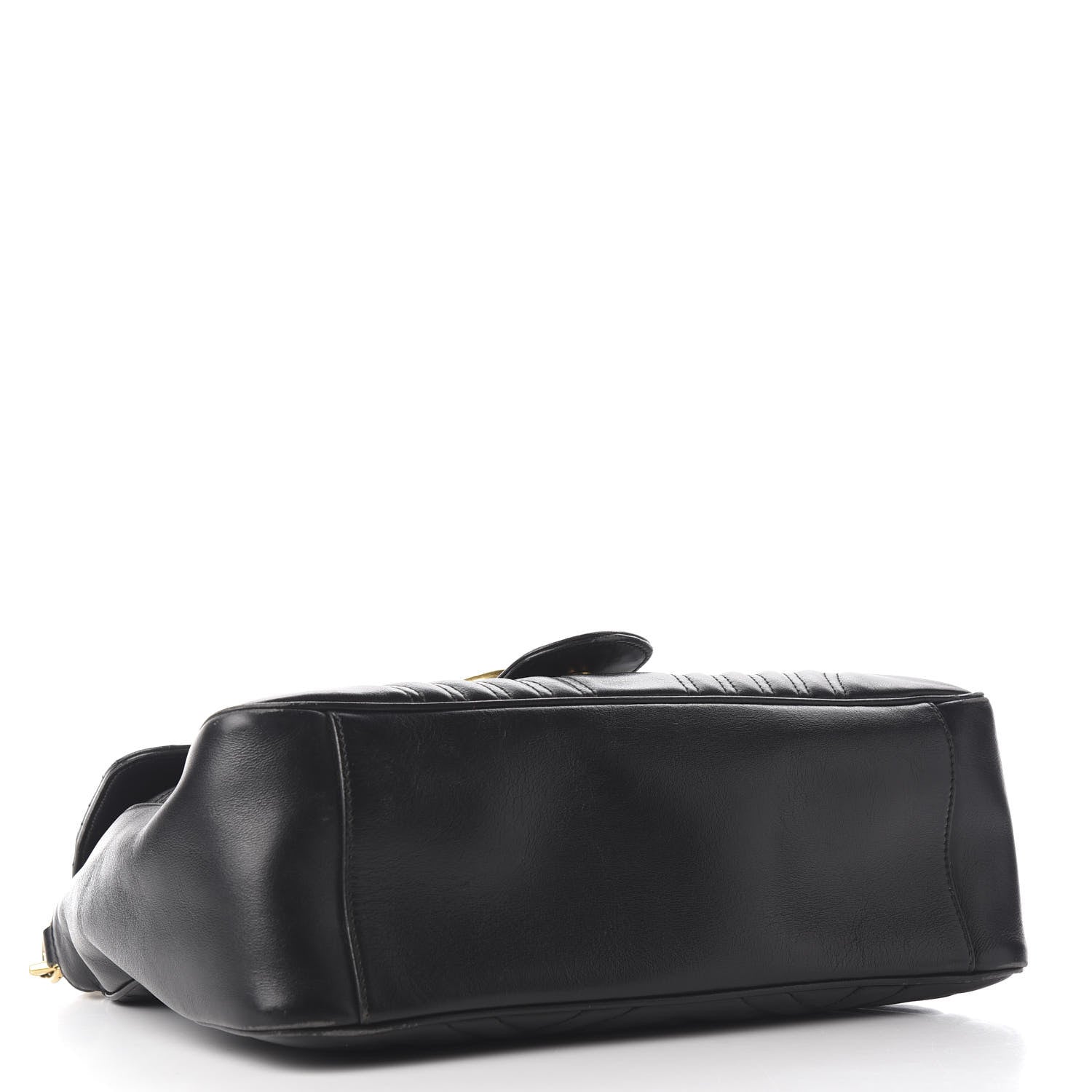 Gucci Calfskin Matelasse Medium GG Marmont Top Handle Shoulder Bag Black 3 of 10