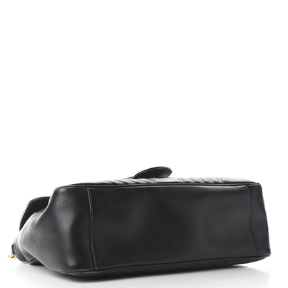 Gucci Calfskin Matelasse Medium GG Marmont Top Handle Shoulder Bag Black 3 of 10