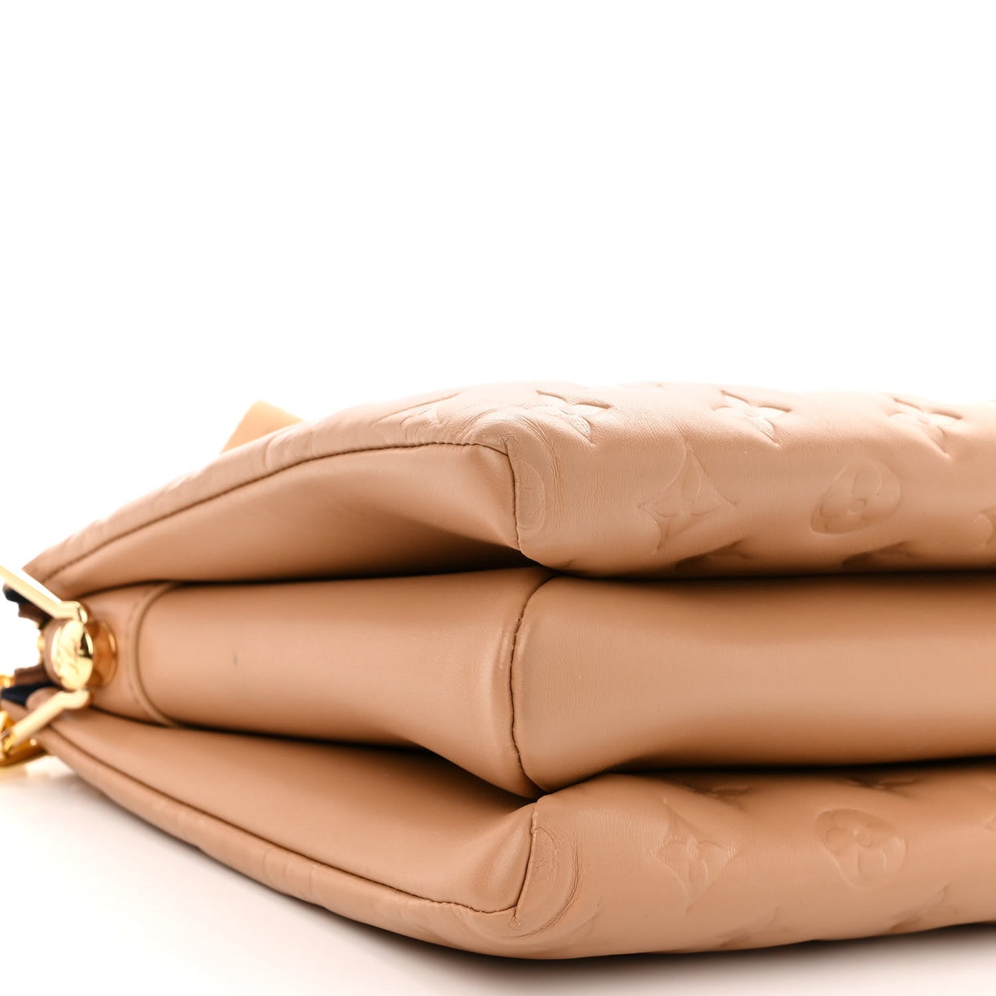 Lambskin Embossed Monogram Coussin PM Camel