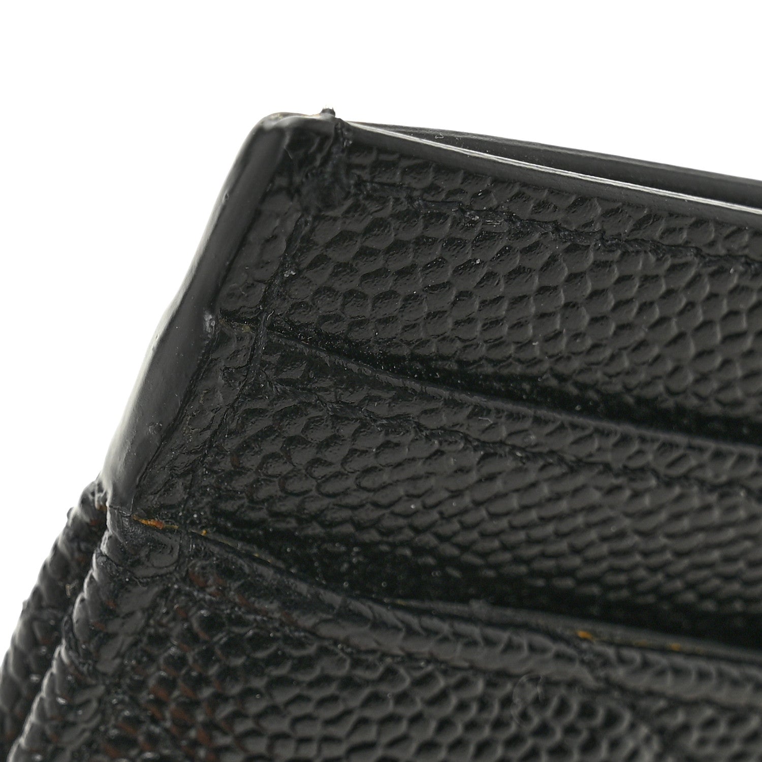 Saint Laurent Grain De Poudre Matelasse Chevron Monogram Credit Card Case Black 10 of 10