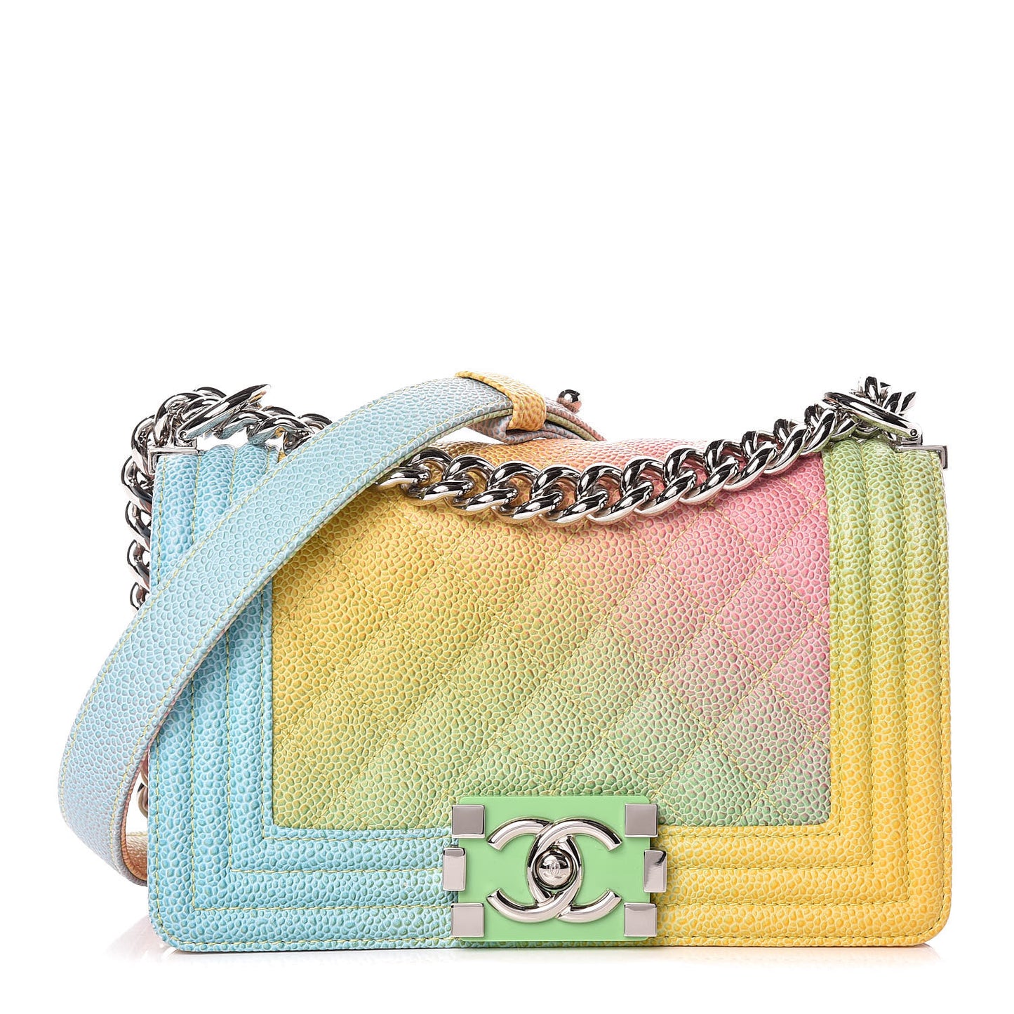 Caviar Quilted Small Cuba Rainbow Boy Flap Multicolor