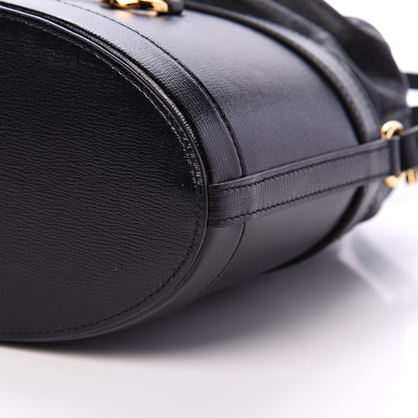 Azalea Sakai Calfskin Horsebit 1955 Drawstring Bucket Bag Black