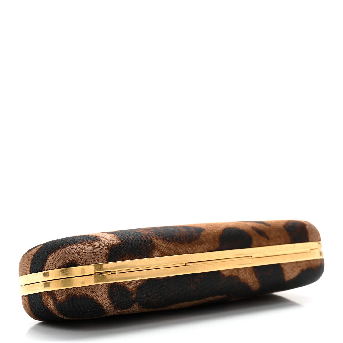 Silk Ocelot Print Skull Knuckle Box Clutch