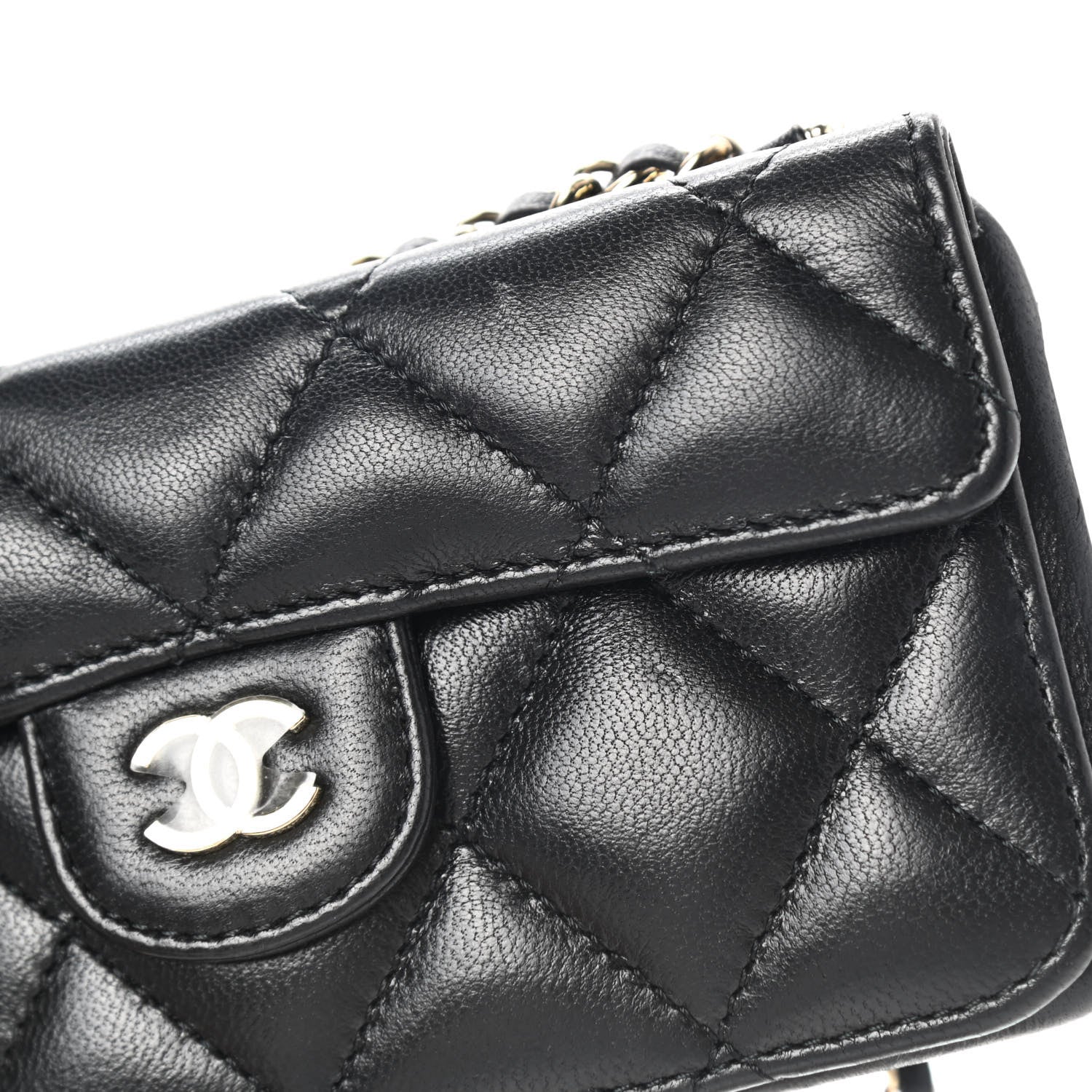 Chanel Lambskin Quilted Pearl Crush iPhone XII Pro Holder With Chain Black 9 of 9