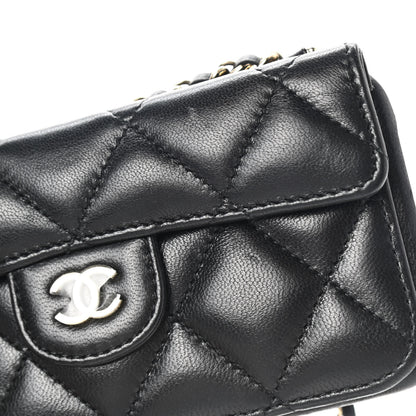 Chanel Lambskin Quilted Pearl Crush iPhone XII Pro Holder With Chain Black 9 of 9