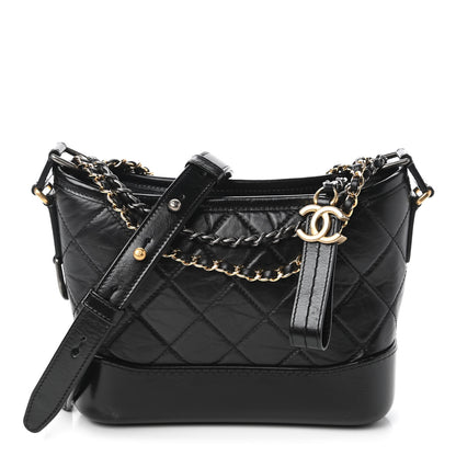 Chanel Aged Calfskin Quilted Small Gabrielle Hobo Black 1 of 11