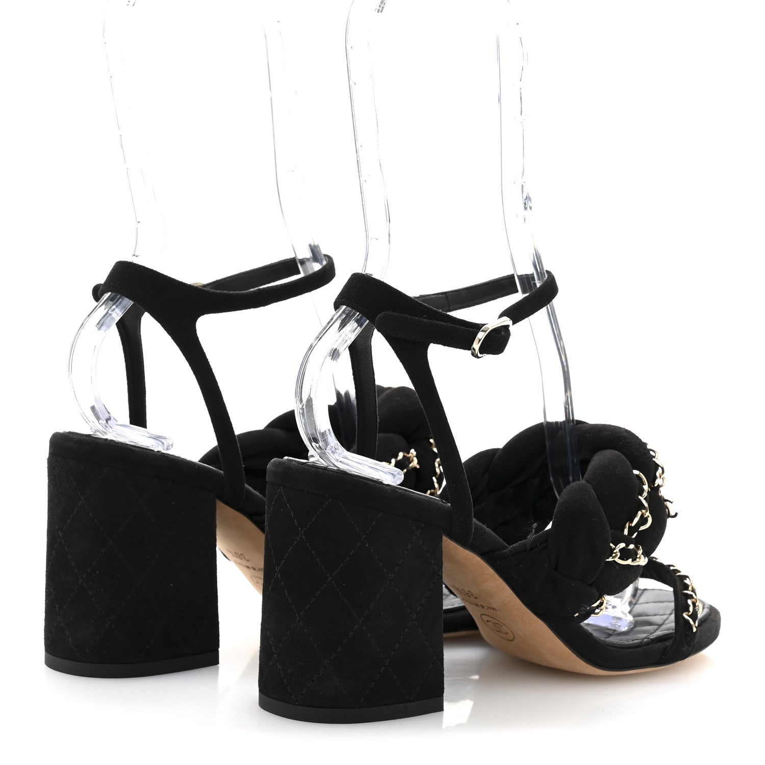 Chanel Kid Suede Chain Braided Sandals 36.5 Black 5 of 10