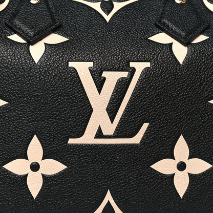 Louis Vuitton Empreinte Monogram Giant Speedy Bandouliere 25 Black Beige 7 of 9