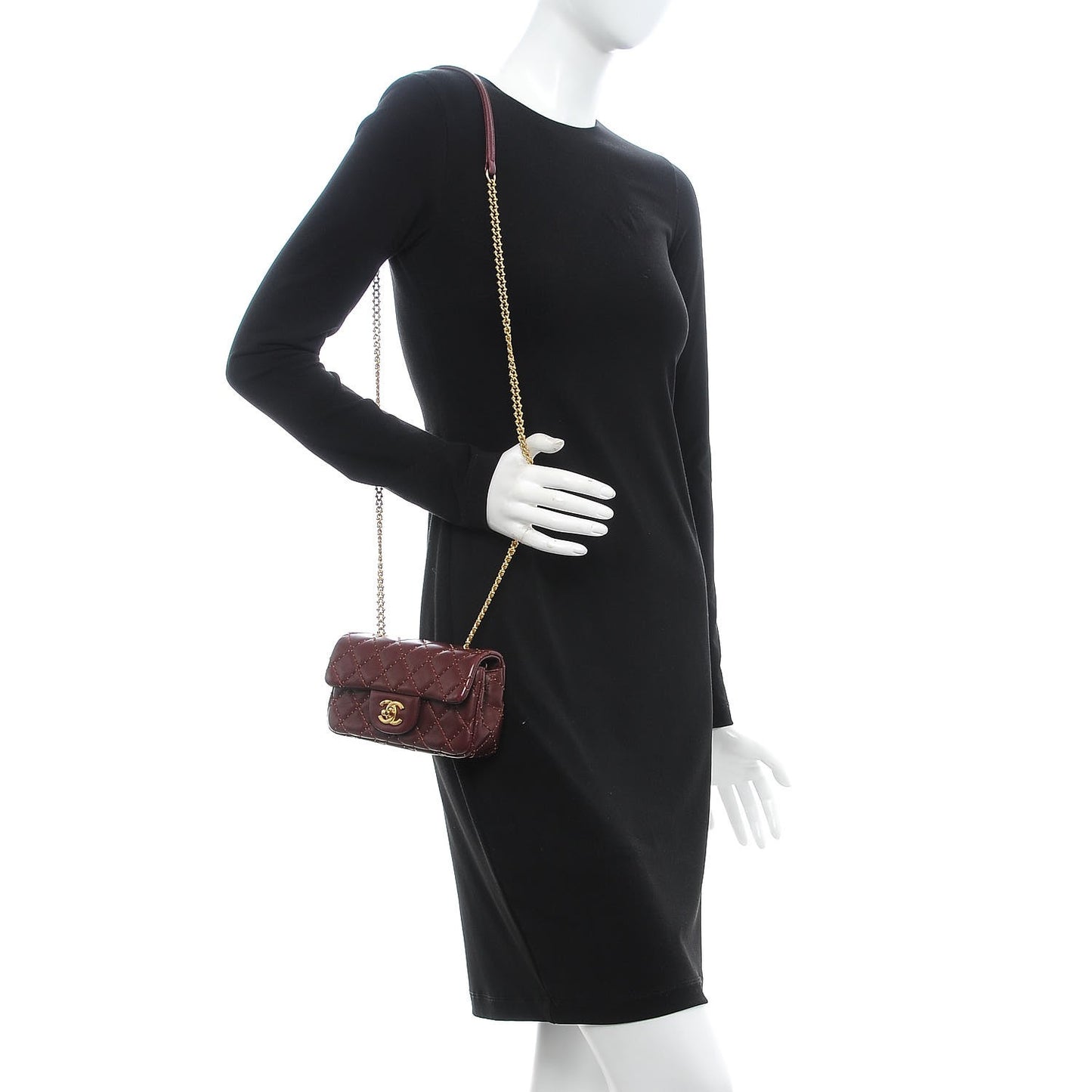 Lambskin Quilted Extra Mini Studded Flap Burgundy