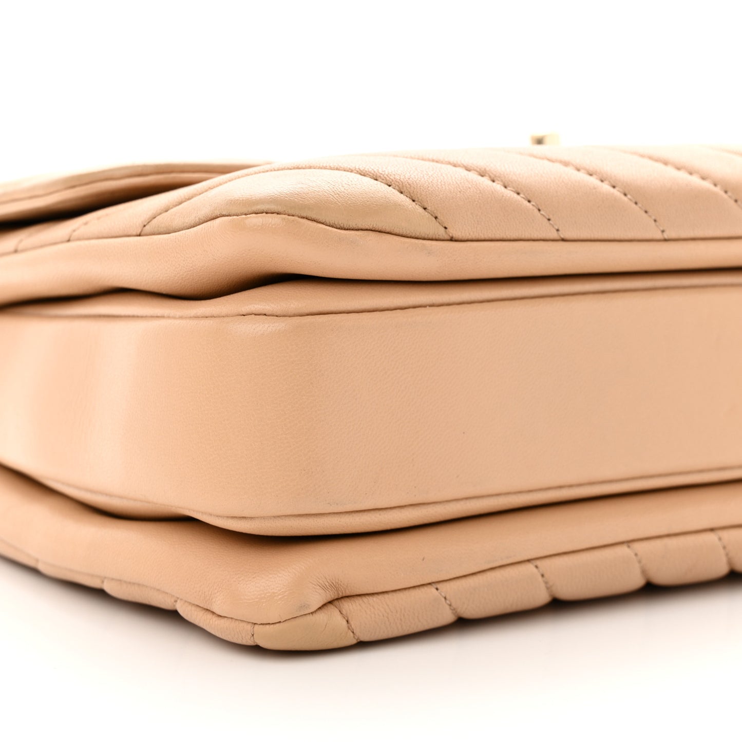 Lambskin Chevron Quilted Medium Trendy CC Dual Handle Flap Bag Beige