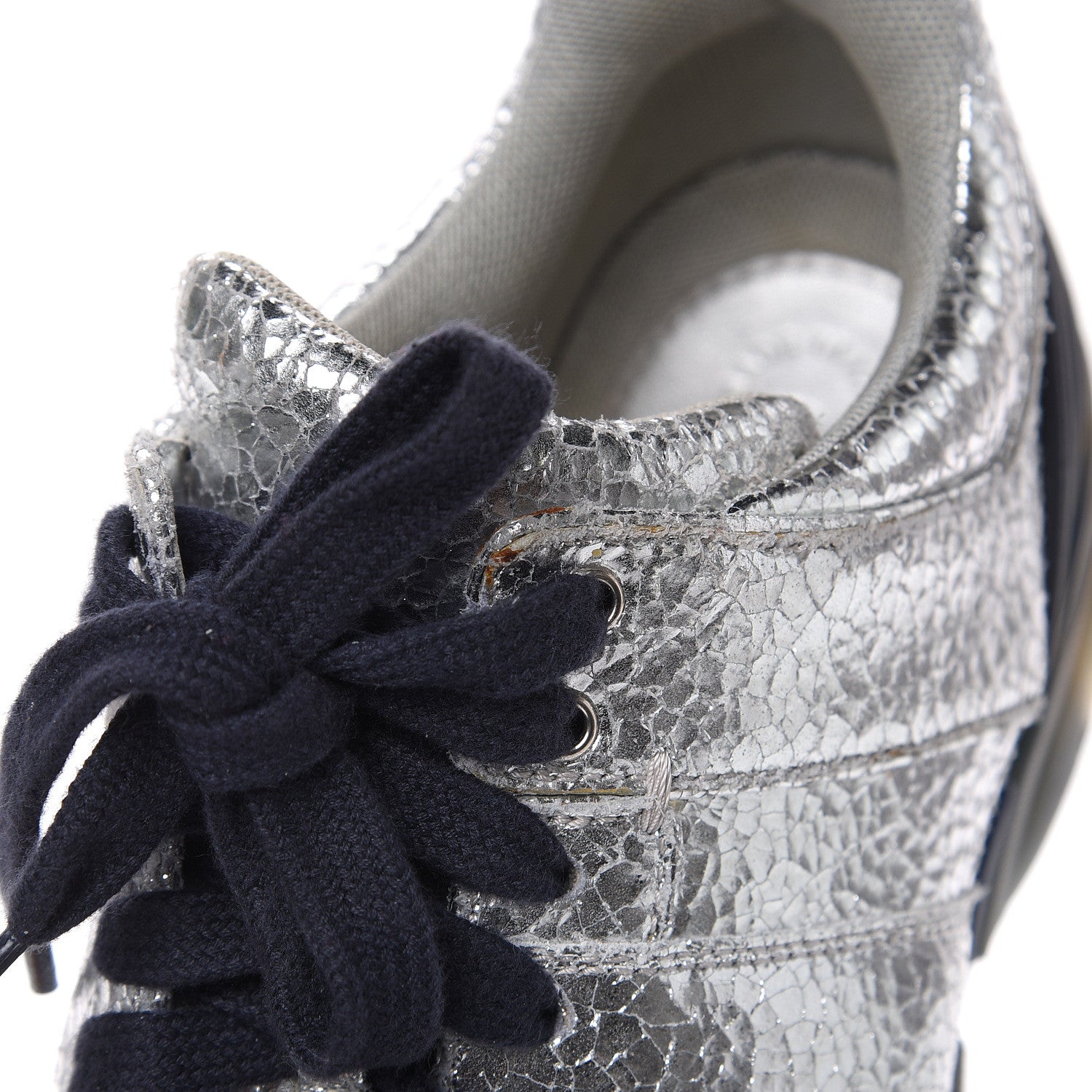 Chanel Metallic Crackled Calfskin CC Sneakers 39 Silver 12 of 13