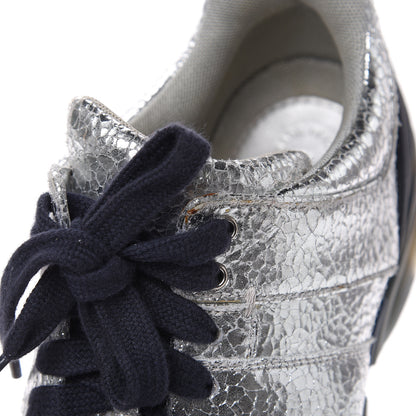 Chanel Metallic Crackled Calfskin CC Sneakers 39 Silver 12 of 13