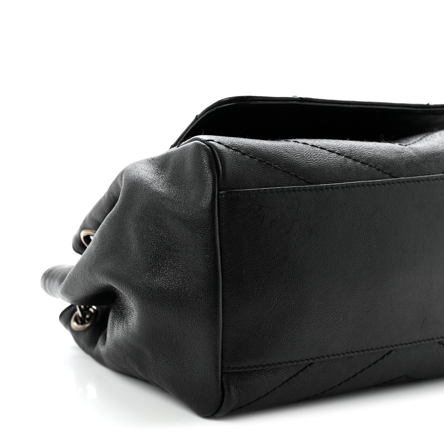 Saint Laurent Pebbled Lambskin Chevron Monogram Small Nolita Black 9 of 10