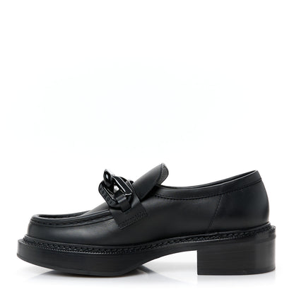 Louis Vuitton Calfskin Oversized Chain Academy Loafers 37 Black 1 of 8
