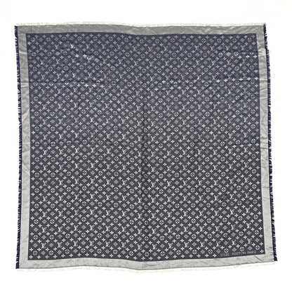 Louis Vuitton Silk Wool Monogram Denim Shawl Blue 1 of 4