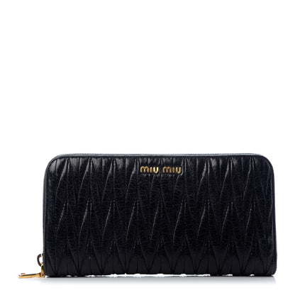 Miu Miu Matelasse Zip Around Wallet Black 1 of 6
