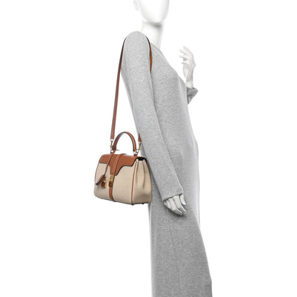 Celine Canvas Calfskin Small 16 Top Handle Bag Natural Tan 2 of 15