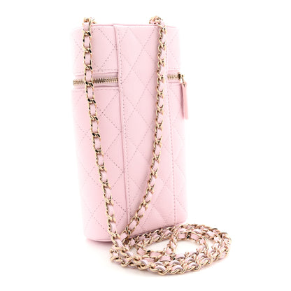 Chanel Caviar Quilted Phone Holder With Chain Light Pink 3 of 11