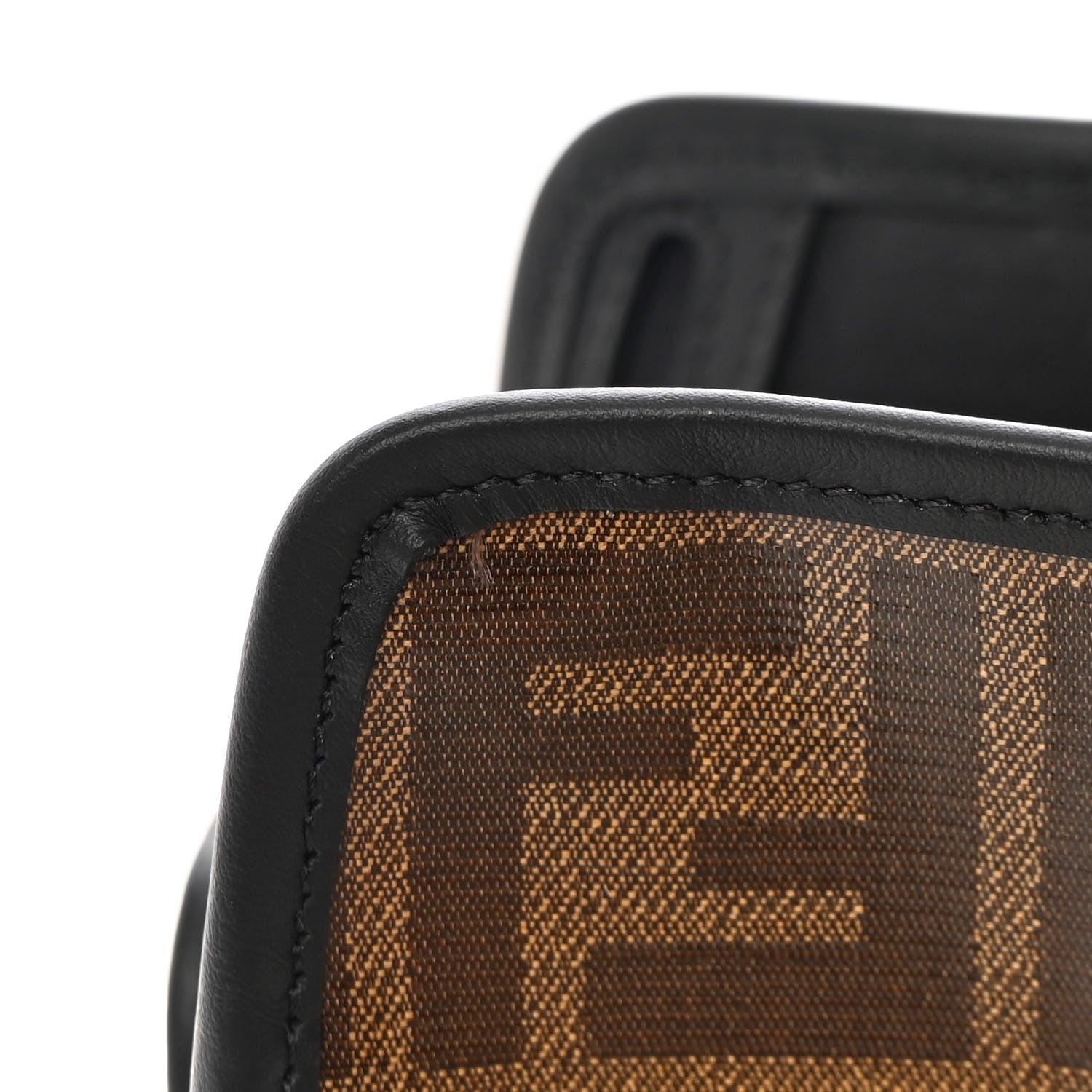 Fendi Glazed Fabric Vitello Century FF 1974 Stamp Patch Mini Peekaboo Defender Cover Mogano Panna Black 12 of 13